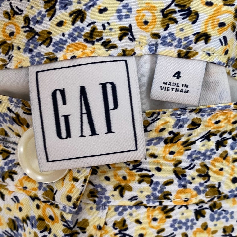 NWOT Gap Yellow Blue Floral A-lined Button Front Maxi Lined Skirt Size 4 - Picture 7 of 9